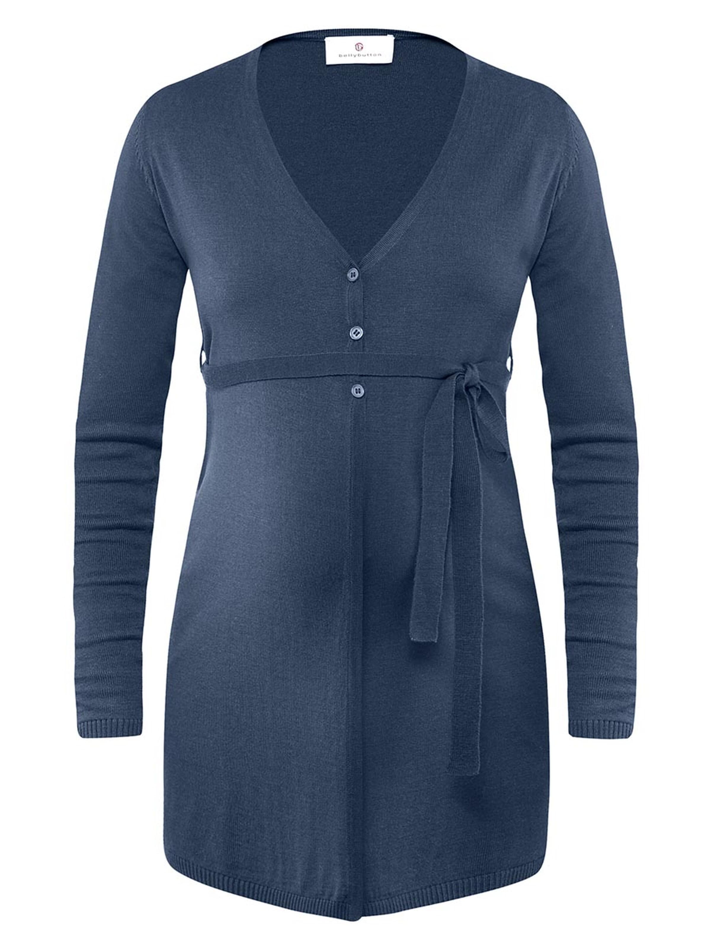 BELLYBUTTON Pullover 'Schwangerschaft Wollpullover geknöpft blau'‌‌‌ in Blau: Vorderseite