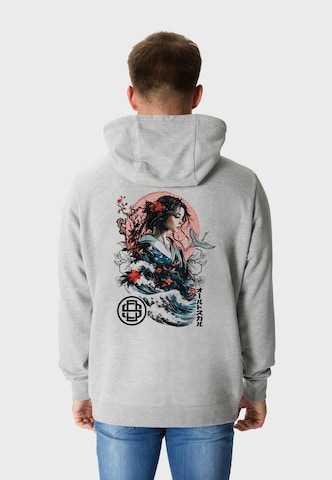 Oldskull Hoodie 'Asian Blossom Queen Logo' in Grau: Vorderseite