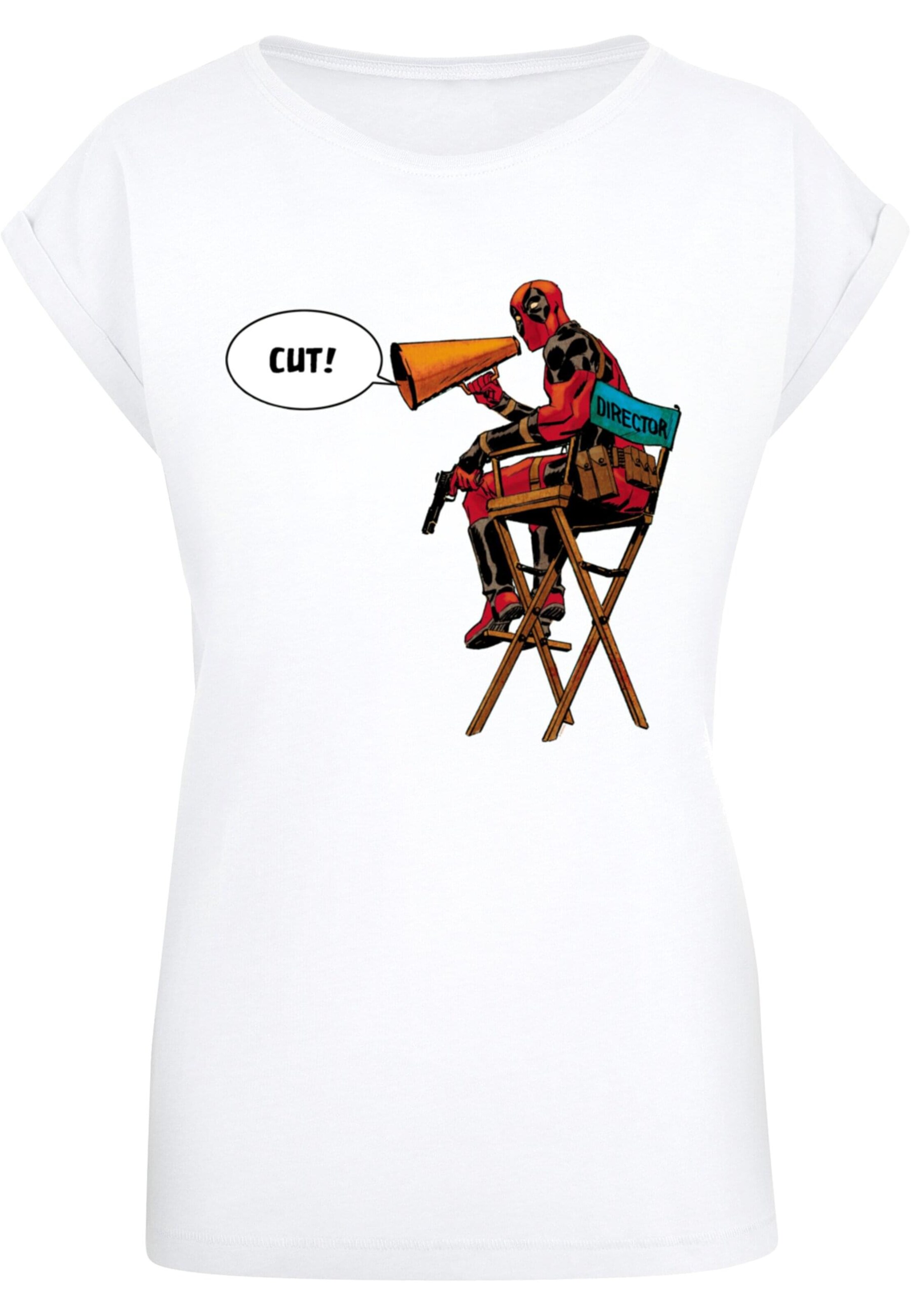 ABSOLUTE CULT T-Shirt 'Deadpool - Directors Chair' in Weiß: Vorderseite