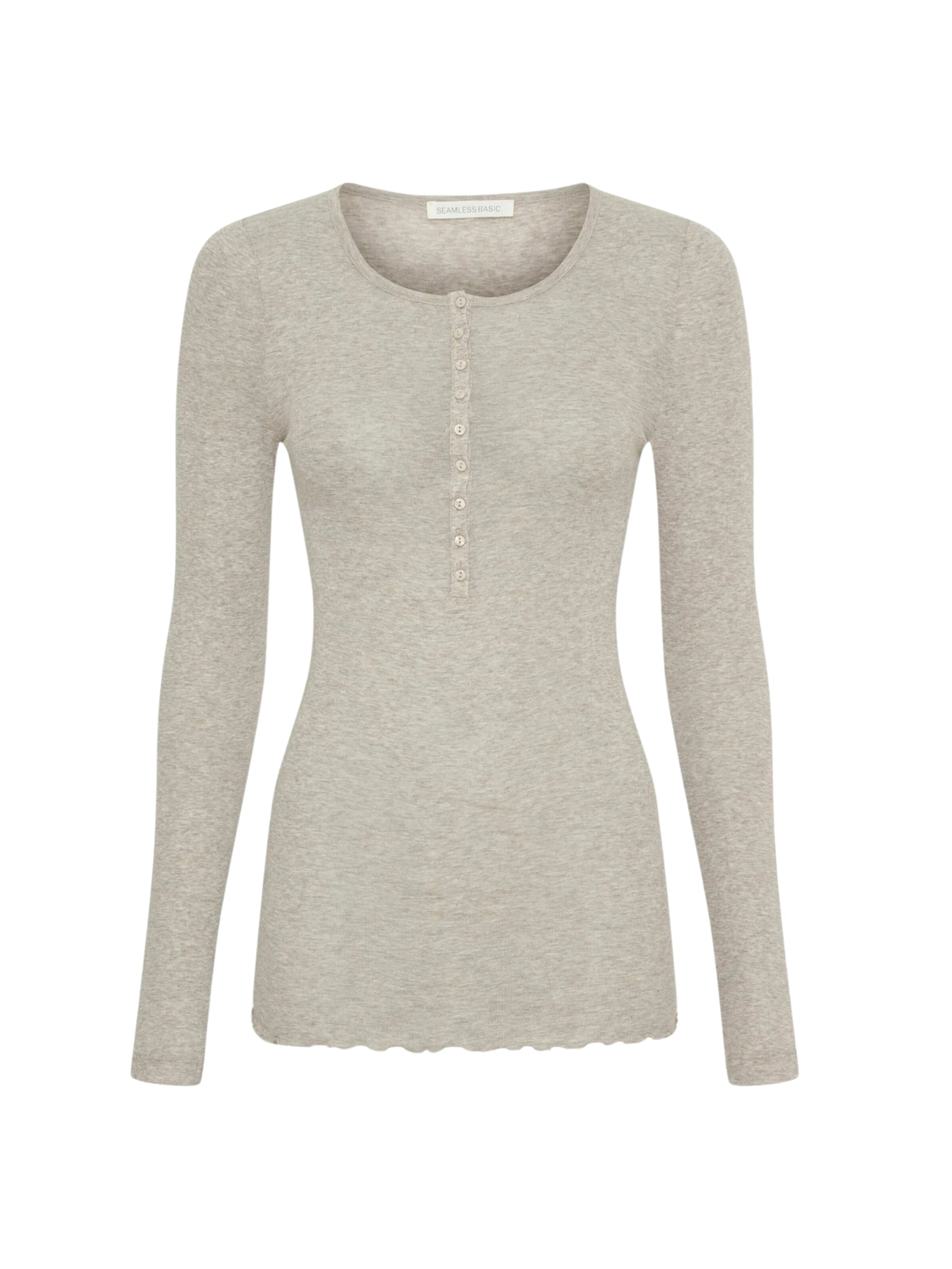 Seamless Basic Shirt 'Granddad' in Beige: front