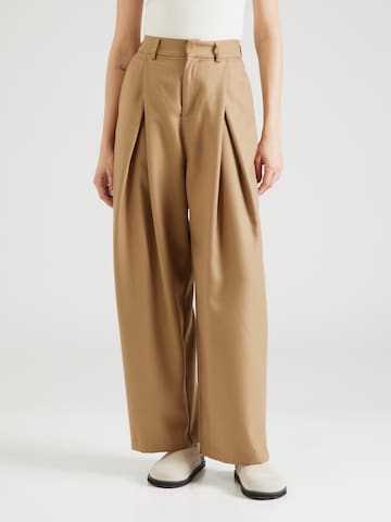 A-VIEW Loose fit Pleat-Front Pants 'Ellie' in Beige: front
