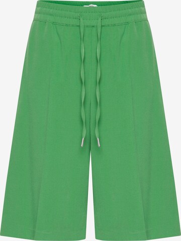 b.young Wide leg Pleat-Front Pants 'DANTA' in Green: front