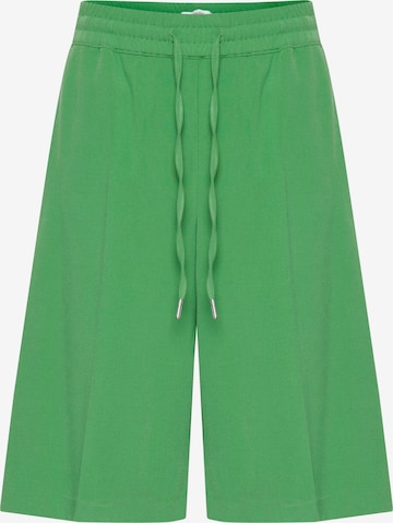 b.young Wide leg Pleat-Front Pants 'DANTA' in Green: front