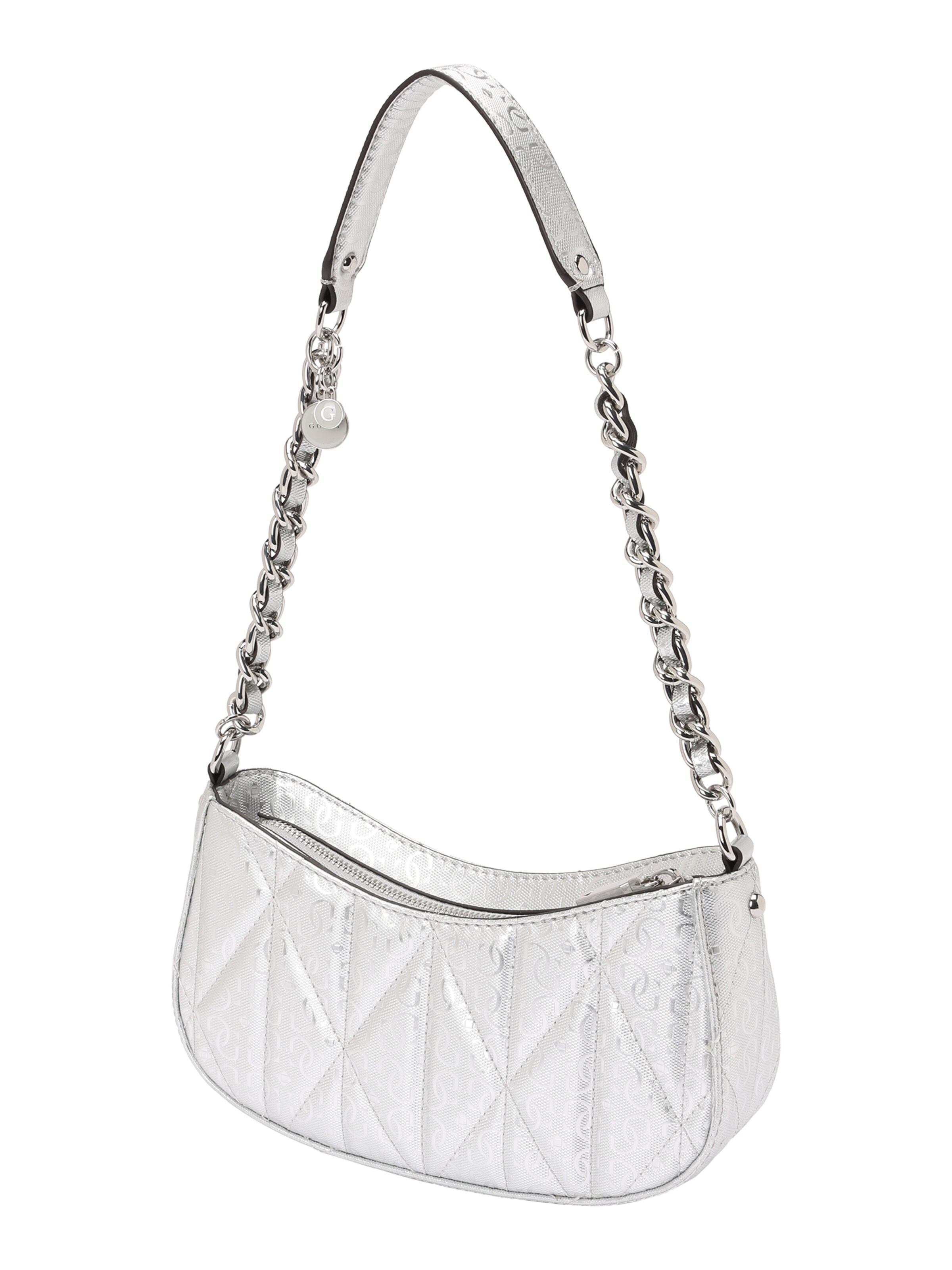GUESS Τσάντα ώμου 'ALDINA TOP ZIP SHOULDER BAG' σε ασημί