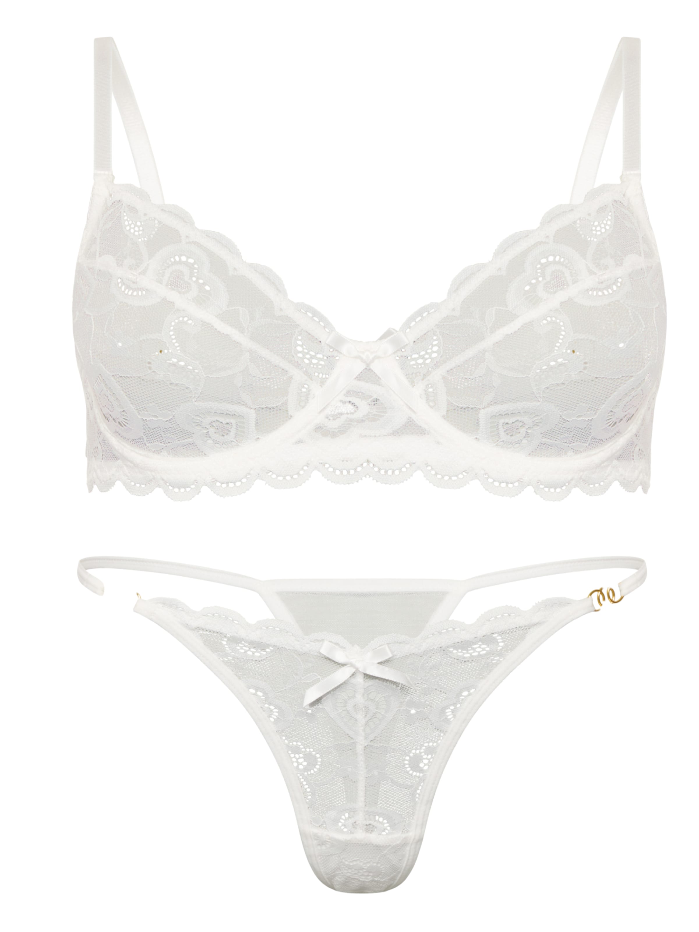 Orchibelle Bralette Underwear Sets in White: front