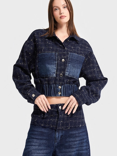 IT'S BASIC Übergangsjacke 'Bomber Denim Jacket'‌‌‌‌‌‌‌‌‌‌ in S-M in blue denim, Produktansicht