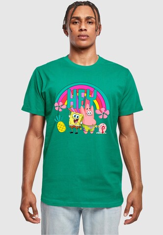 Merchcode Shirt 'SpongeBob SquarePants - Hey' in Green: front