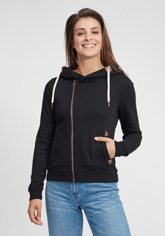 Oxmo Zip-Up Hoodie in Black: front