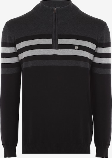 Jimmy Sanders Pullover Milano mit Stehkragen in grau / schwarz, Produktansicht