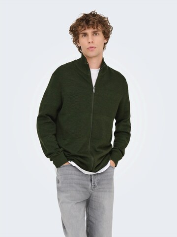 Only & Sons Knit cardigan 'ONSMalik' in Green: front