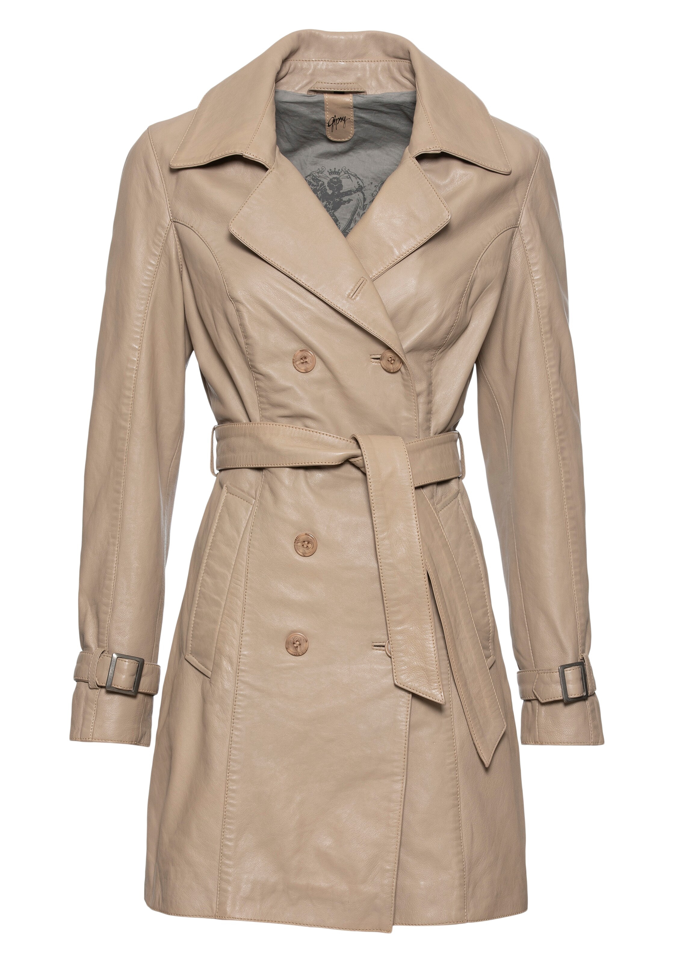 Gipsy by Mauritius Between-Seasons Coat in Beige: front