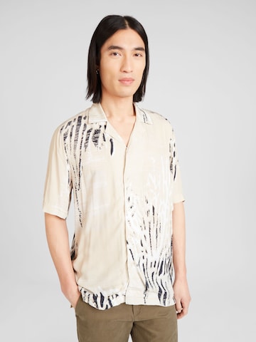 BOSS Orange Comfort fit Button Up Shirt 'Rayer' in Beige: front
