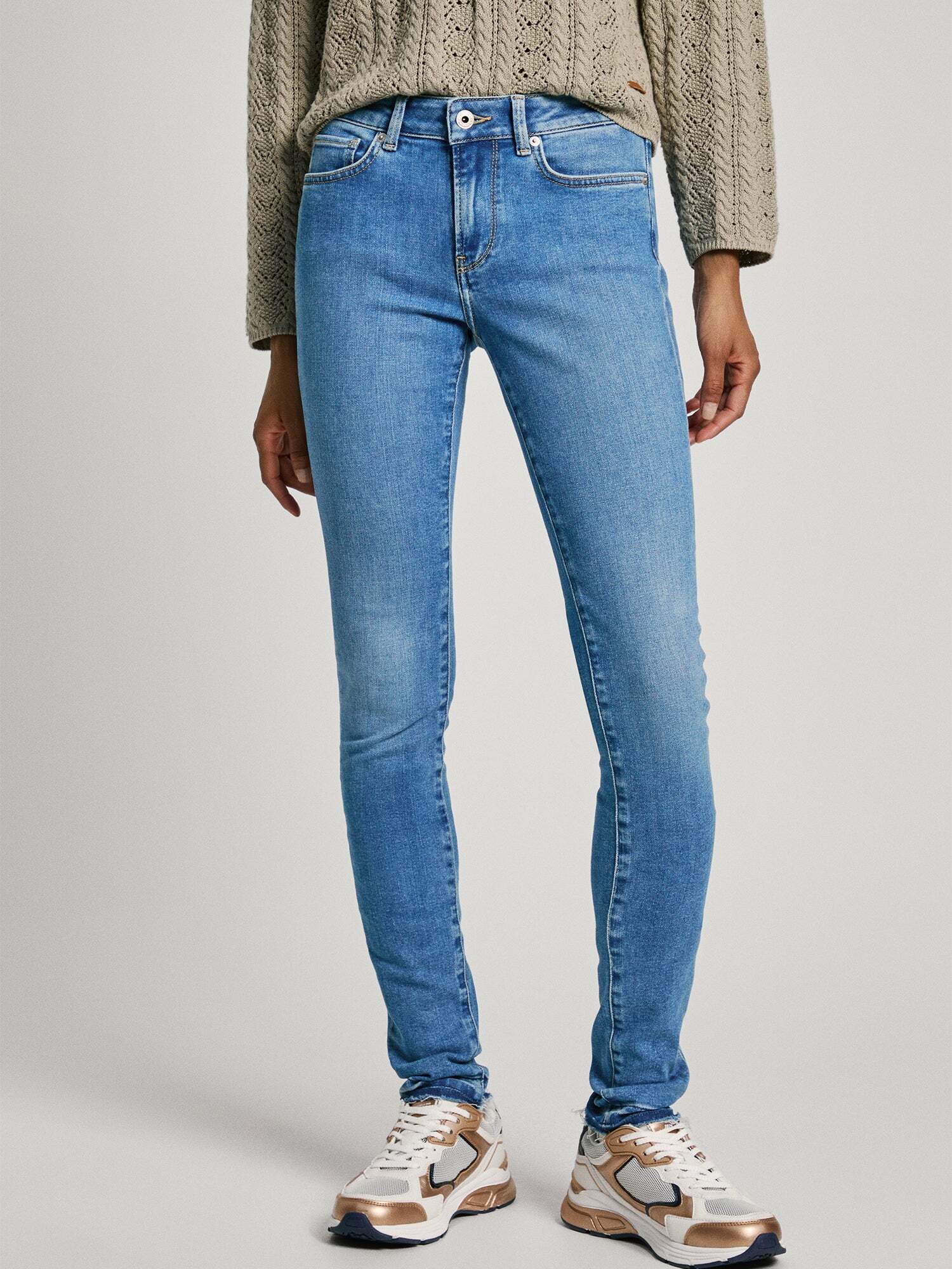 Pepe Jeans Pixie - Jeans Skinny Vita Bassissima Donna - Lavaggio Candeggina Stretch Comfort