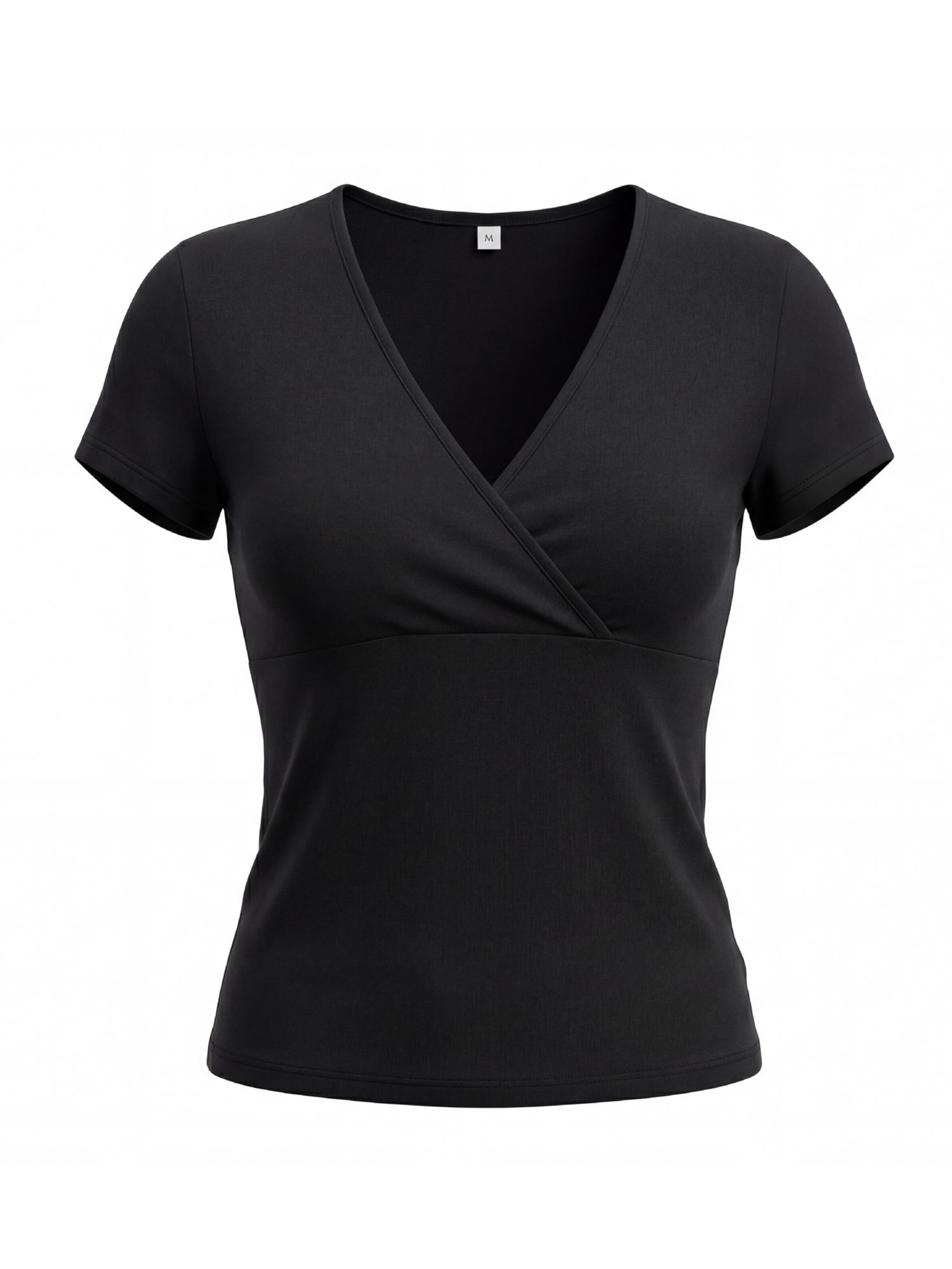 MEETWEE Shirt 'V-neck slim fit black' in Black: front