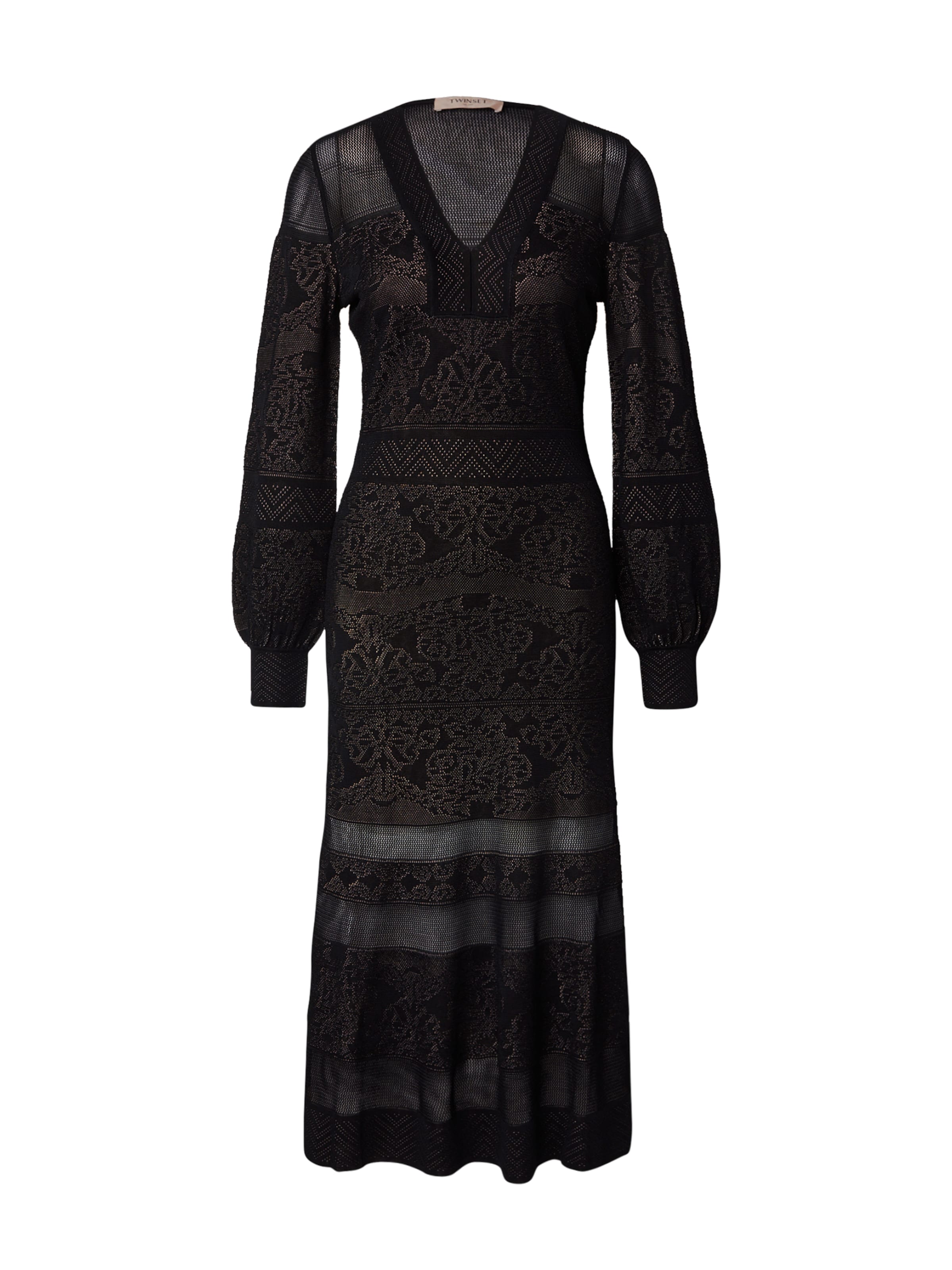 Rochie tricotat de la Twinset pe negru: față