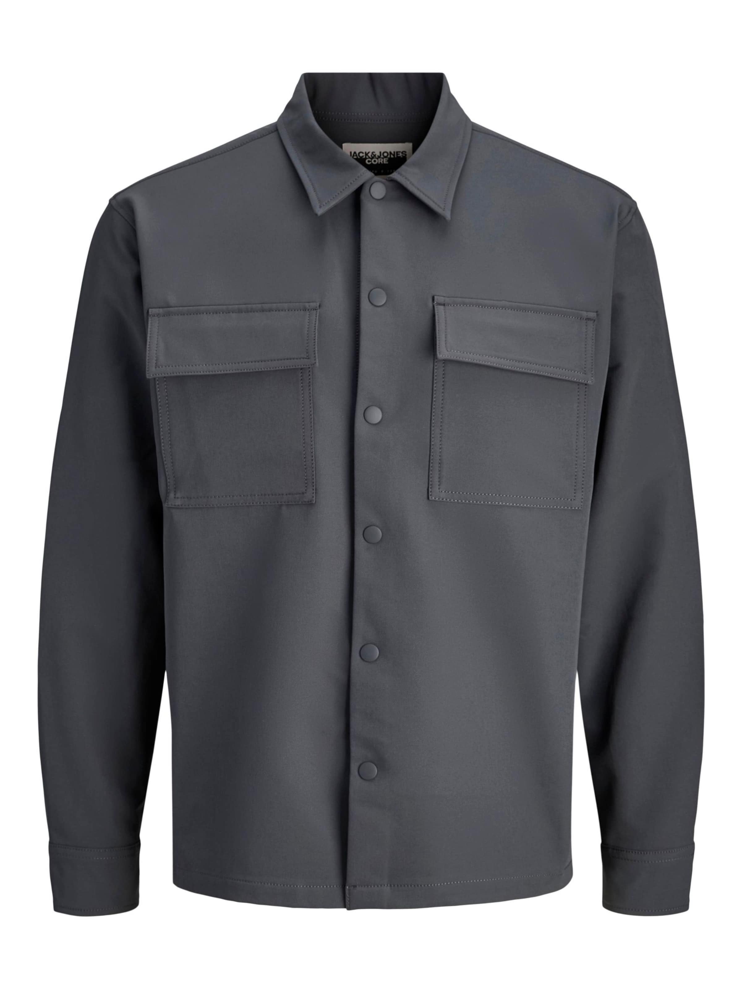 JACK & JONES Button Up Shirt in Black: front
