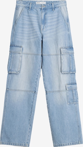 Bershka Loose fit Cargo jeans in Blue: front