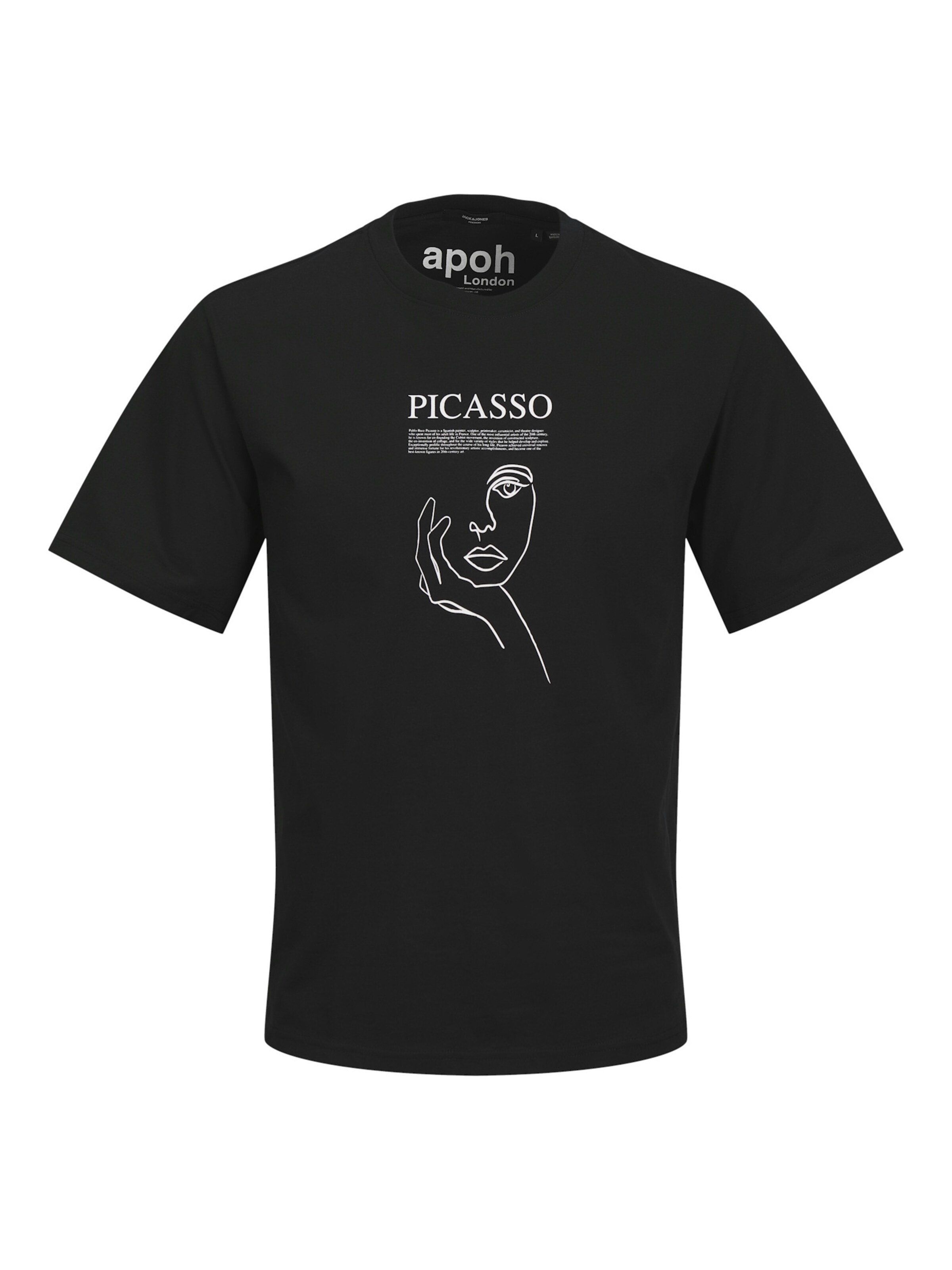JACK & JONES Shirt 'Picasso' in Zwart: voorkant