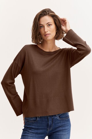Fransa Sweater 'ALMA' in Brown: front