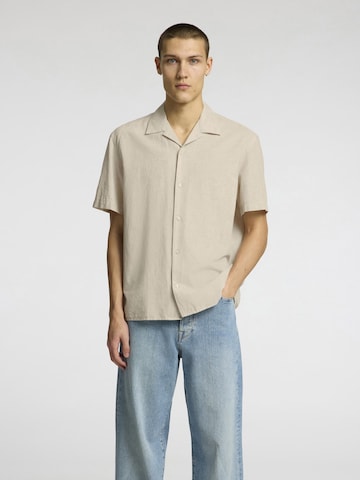 SELECTED Comfort fit Button Up Shirt in Beige: front