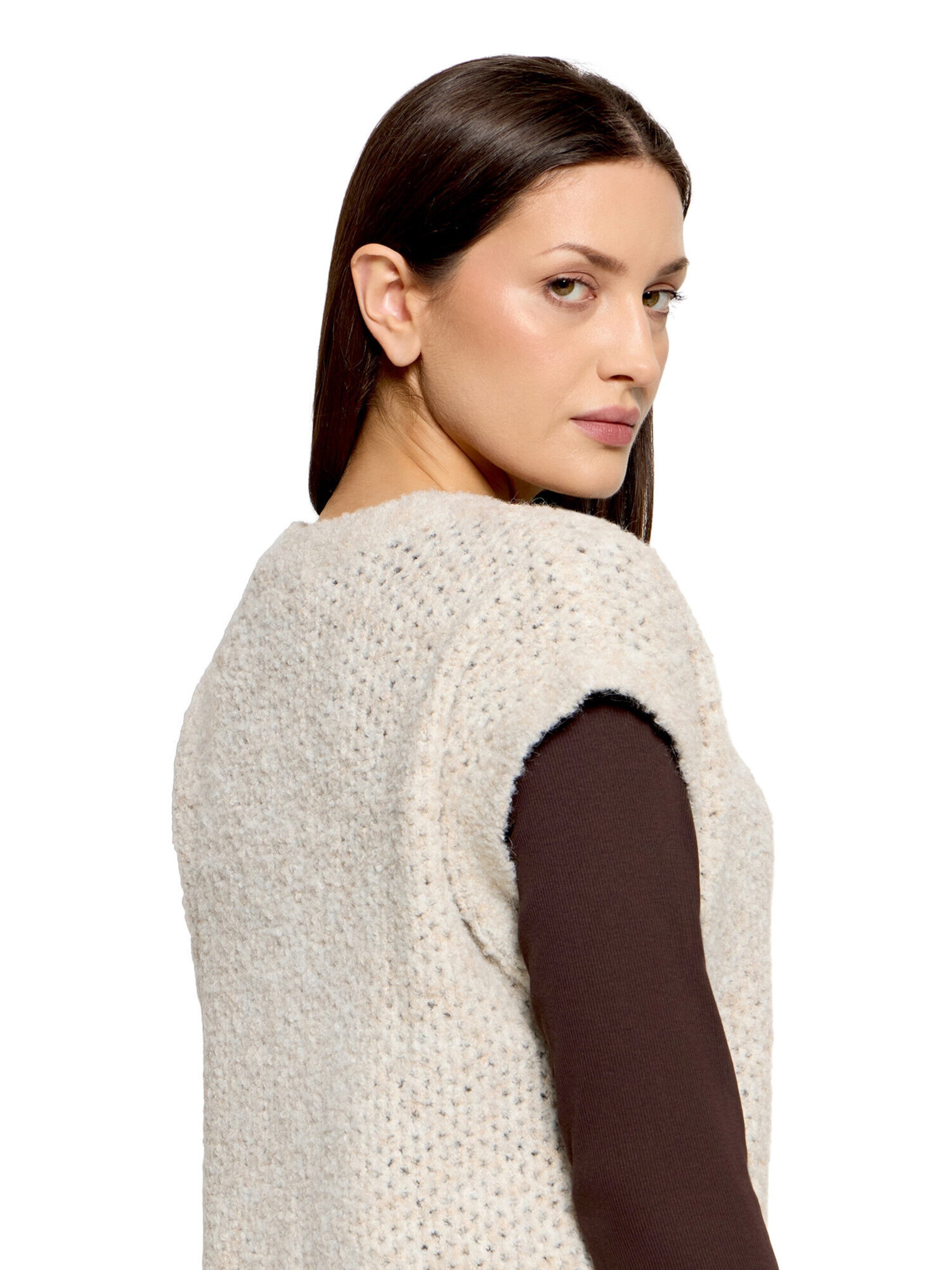 Cartoon Strickpullunder mit V-Ausschnitt in Beige