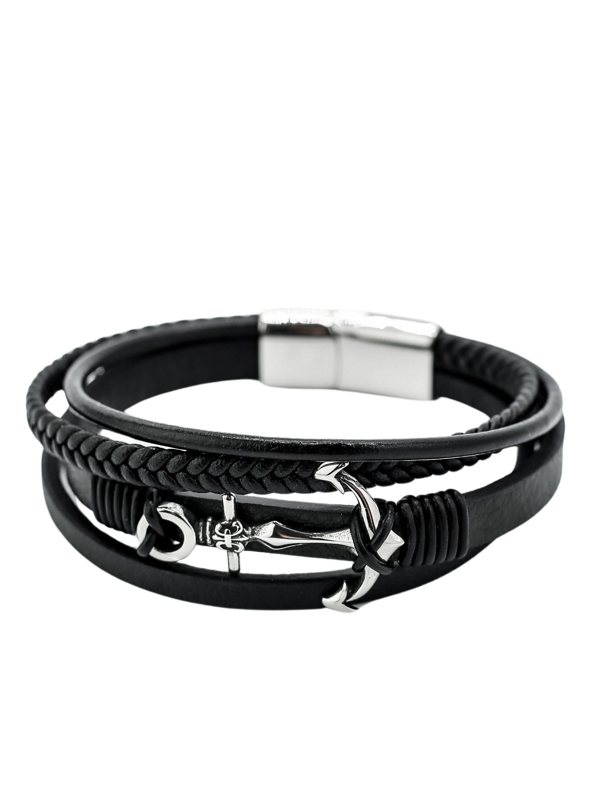 COLLEZIONE ALESSANDRO Bracelet 'Seemann' in Black: front