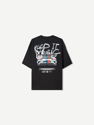 Bershka Majica 'RACING CARS' | črna barva
