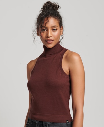 Tops en tricot Superdry en marron : devant