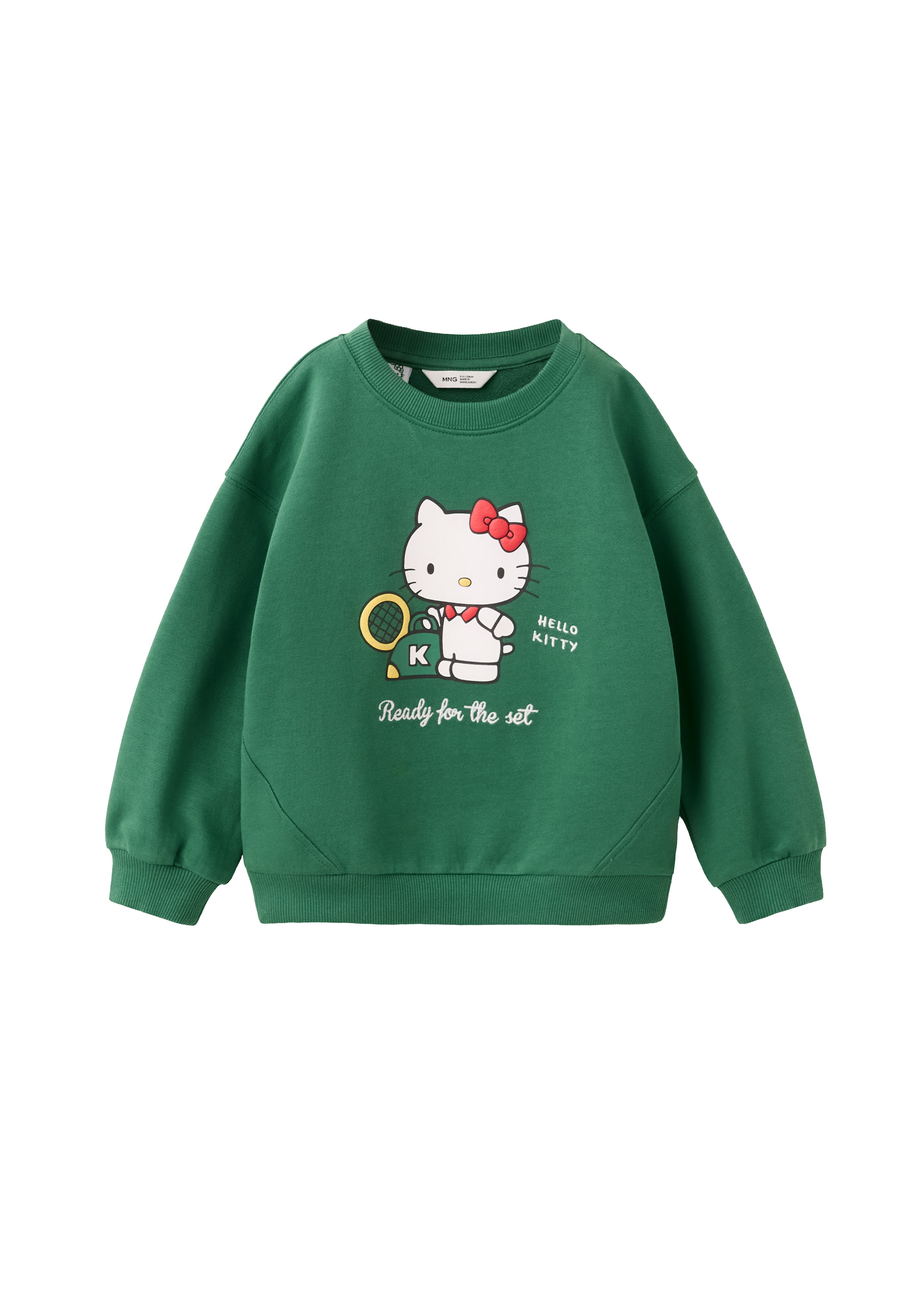 Sweat-shirt 'HKBOW' MANGO KIDS en vert : devant