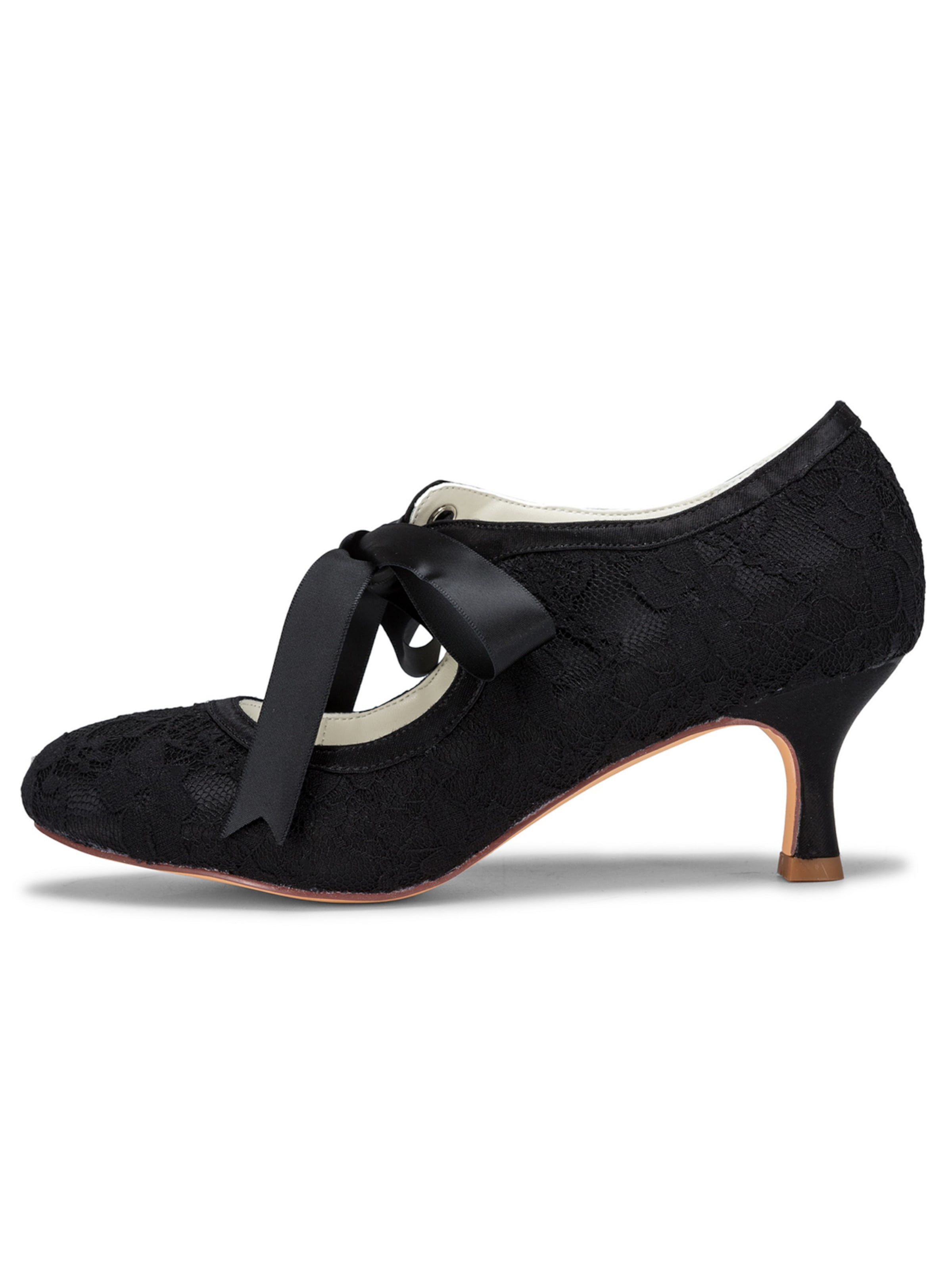jiajia Pumps '14031-1 Elegante Spitzen-Pumps in  mit Schleife, Vintage Stil'‌ in Schwarz: Vorderseite