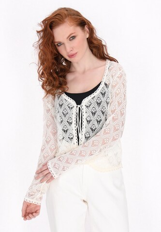 DreiMaster Vintage Gebreid vest 'Vintage' in Wit: voorkant