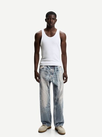 Bershka Voľný strih Džínsy - Modrá