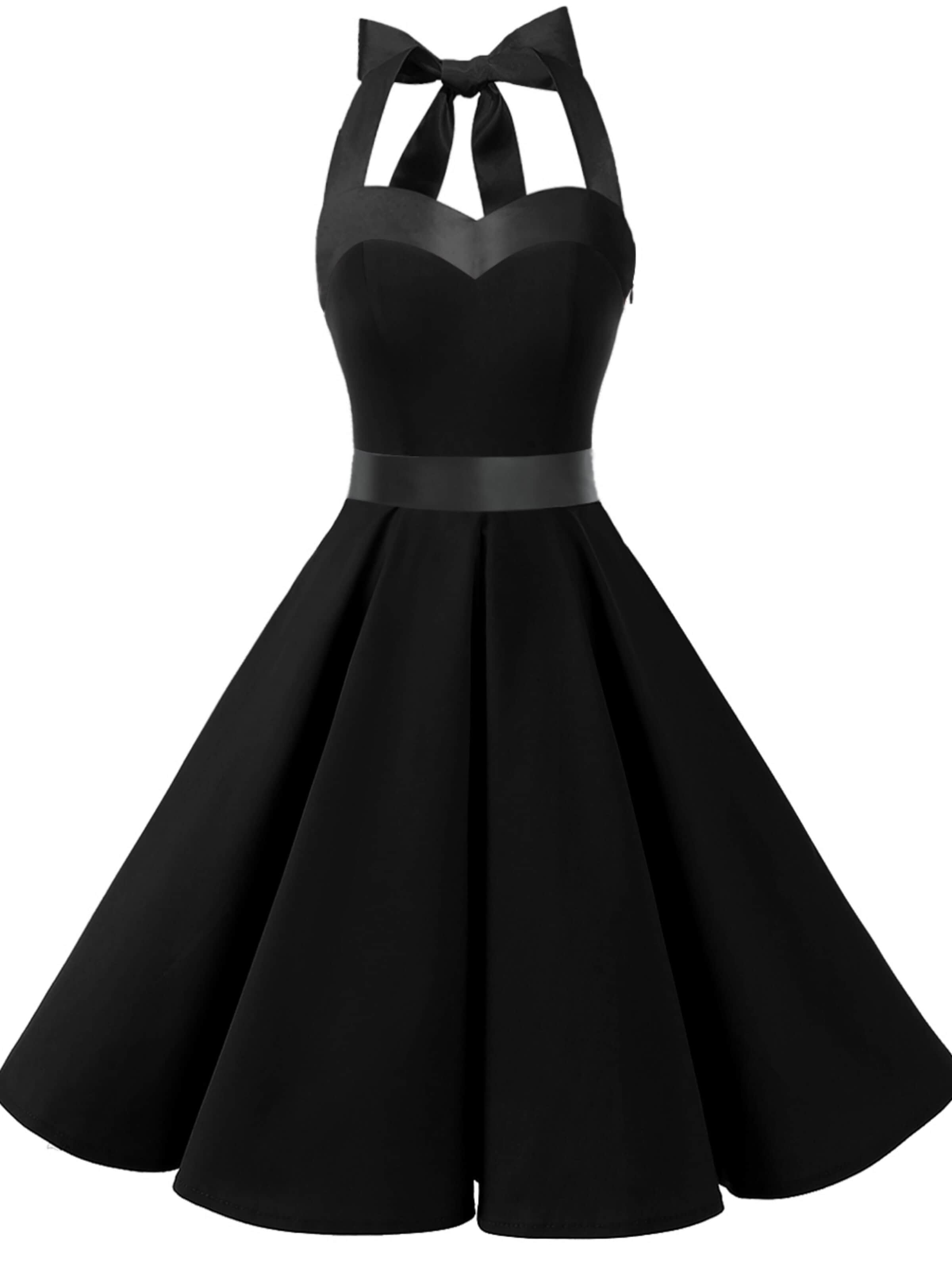 Zapaka Cocktail Dress 'Halter Swing Rockabilly Pin-up' in Black: front