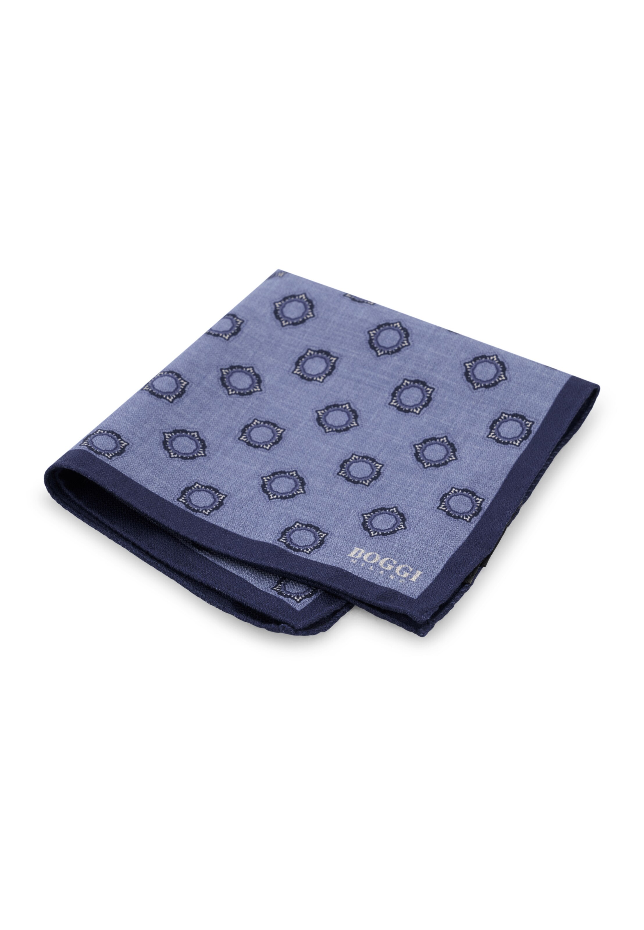 Boggi Milano Pochet in One Size in de kleur Lichtblauw / Donkerblauw, Productweergave