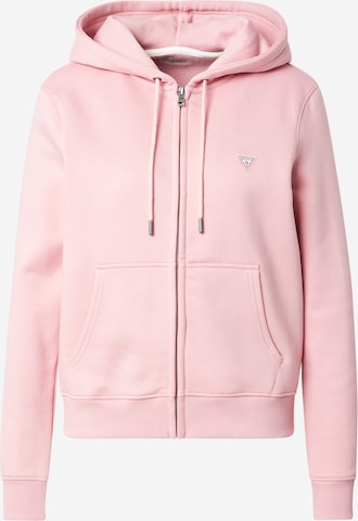 Veste de survêtement GUESS JEANS en rose : devant
