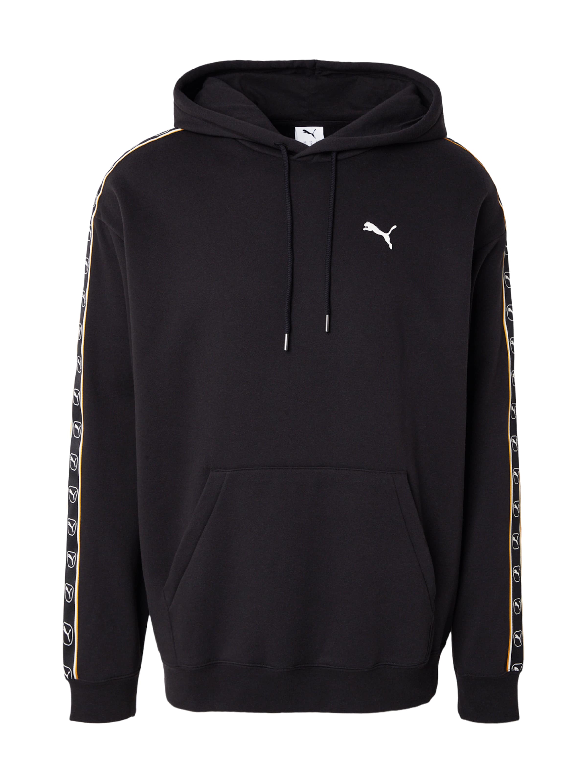 PUMASweater majica 'Ess Elevated Tape' - crna boja: prednji dio
