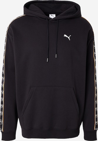 PUMASweater majica 'Ess Elevated Tape' - crna boja: prednji dio