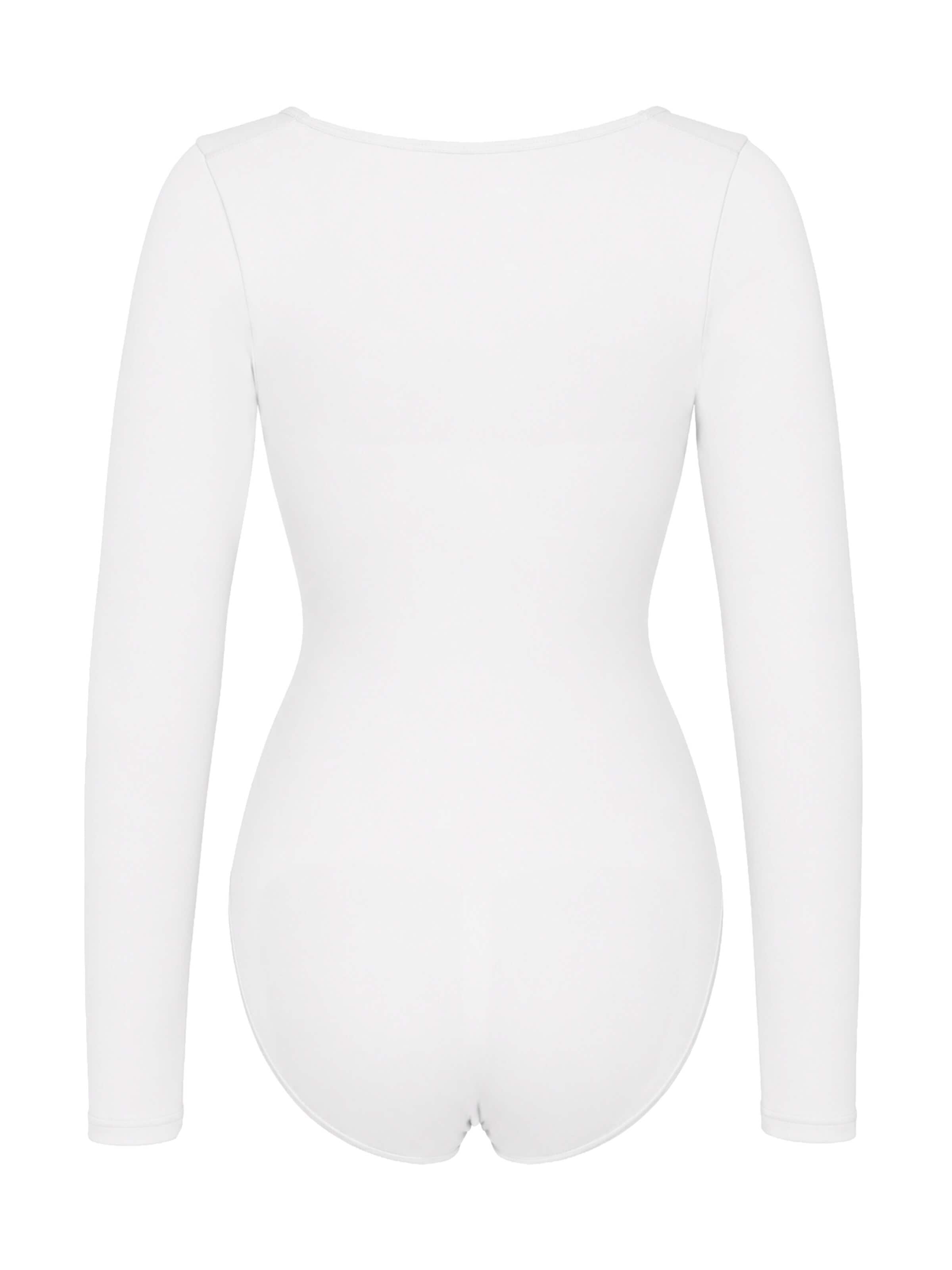 Body modellante 'Longsleeve Sculpting Bodysuit with Slip' di cfab in bianco