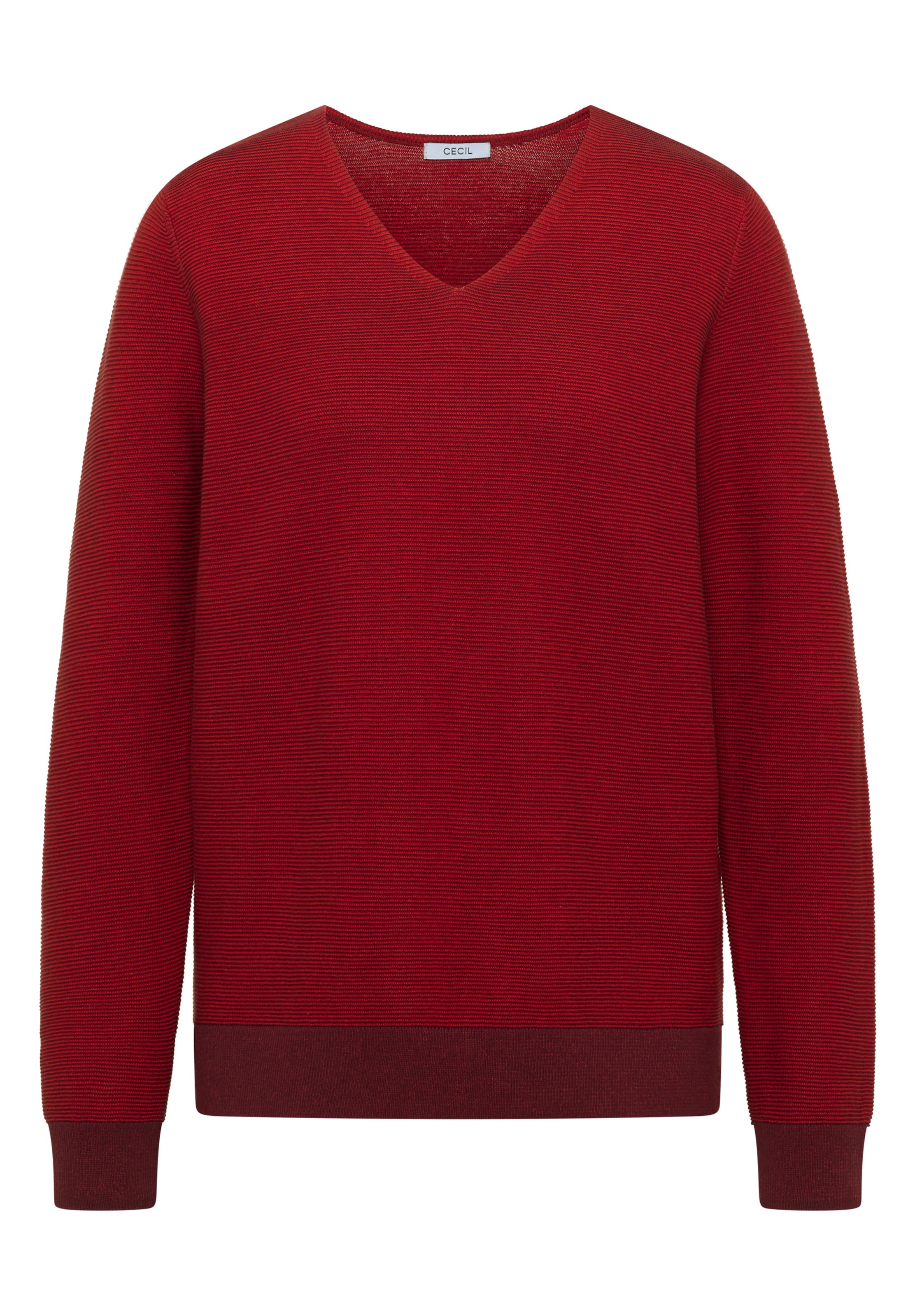 CECIL Pullover im Two-Tone-Look mit V-Neck in Rot: Vorderseite