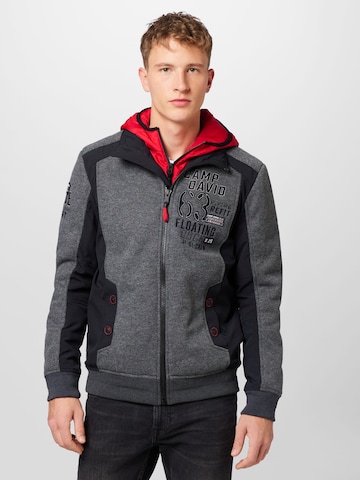 CAMP DAVID Zip-Up Hoodie 'Shipyard' in Grey: front