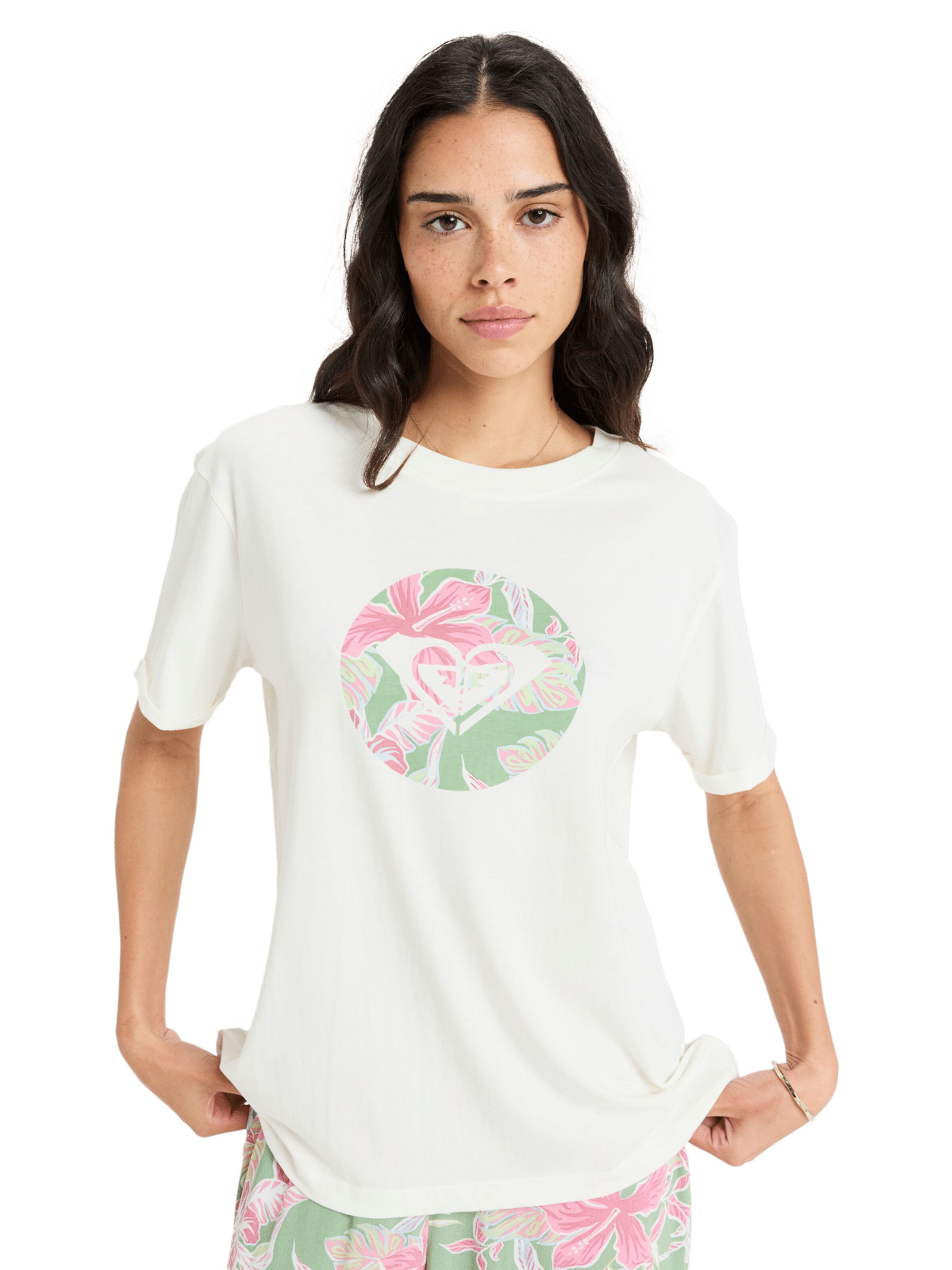T-shirt 'Ocean Hibiscus' ROXY en blanc : devant