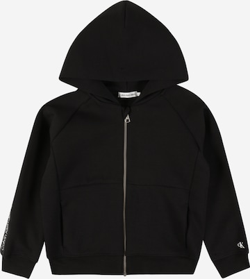 Calvin Klein Jeans Zip-Up Hoodie in Black: front