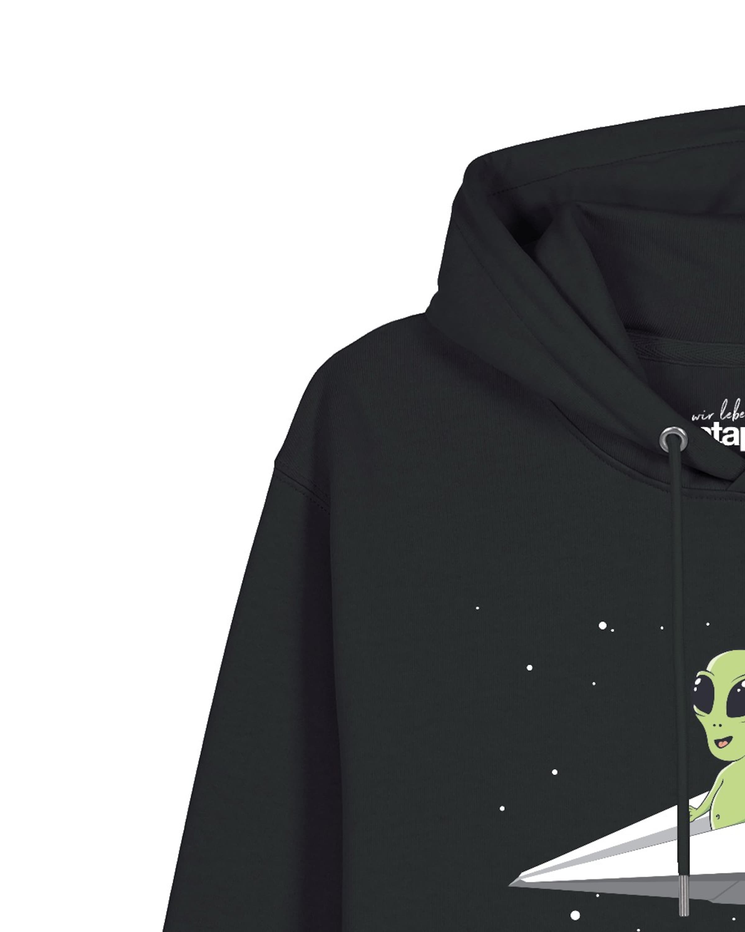 Sweat-shirt 'Alien On A Paper Plane' Watapparel en noir