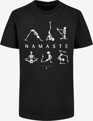 F4NT4STIC Shirt 'Namaste Yoga Skelett Halloween' in Black: front