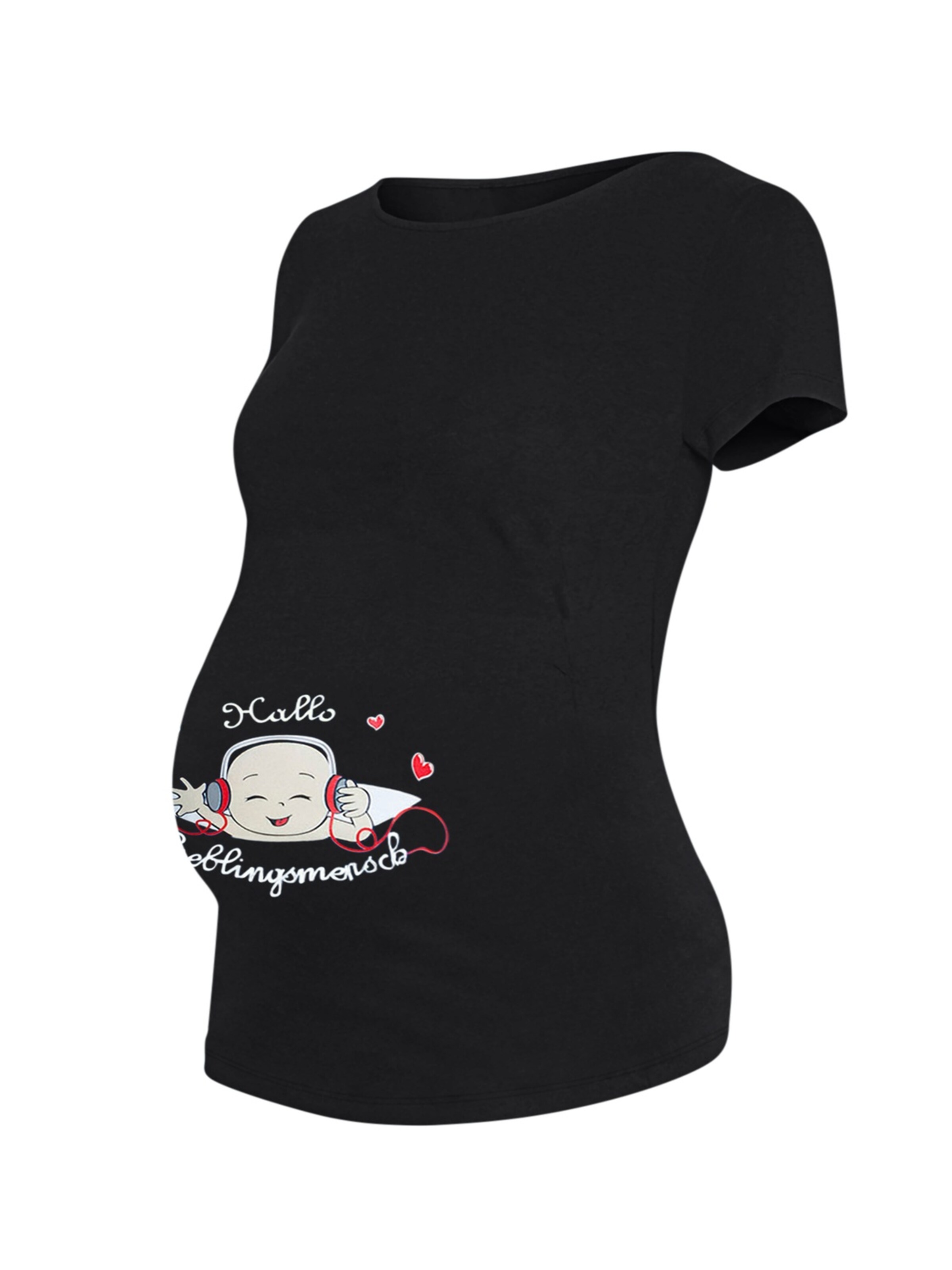 M.M.C. Shirt 'Hallo Lieblingsmensch Umstandsshirt' in Black: front