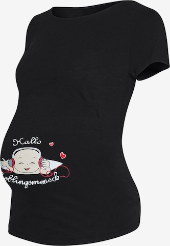 M.M.C. Shirt 'Hallo Lieblingsmensch Umstandsshirt' in Black: front