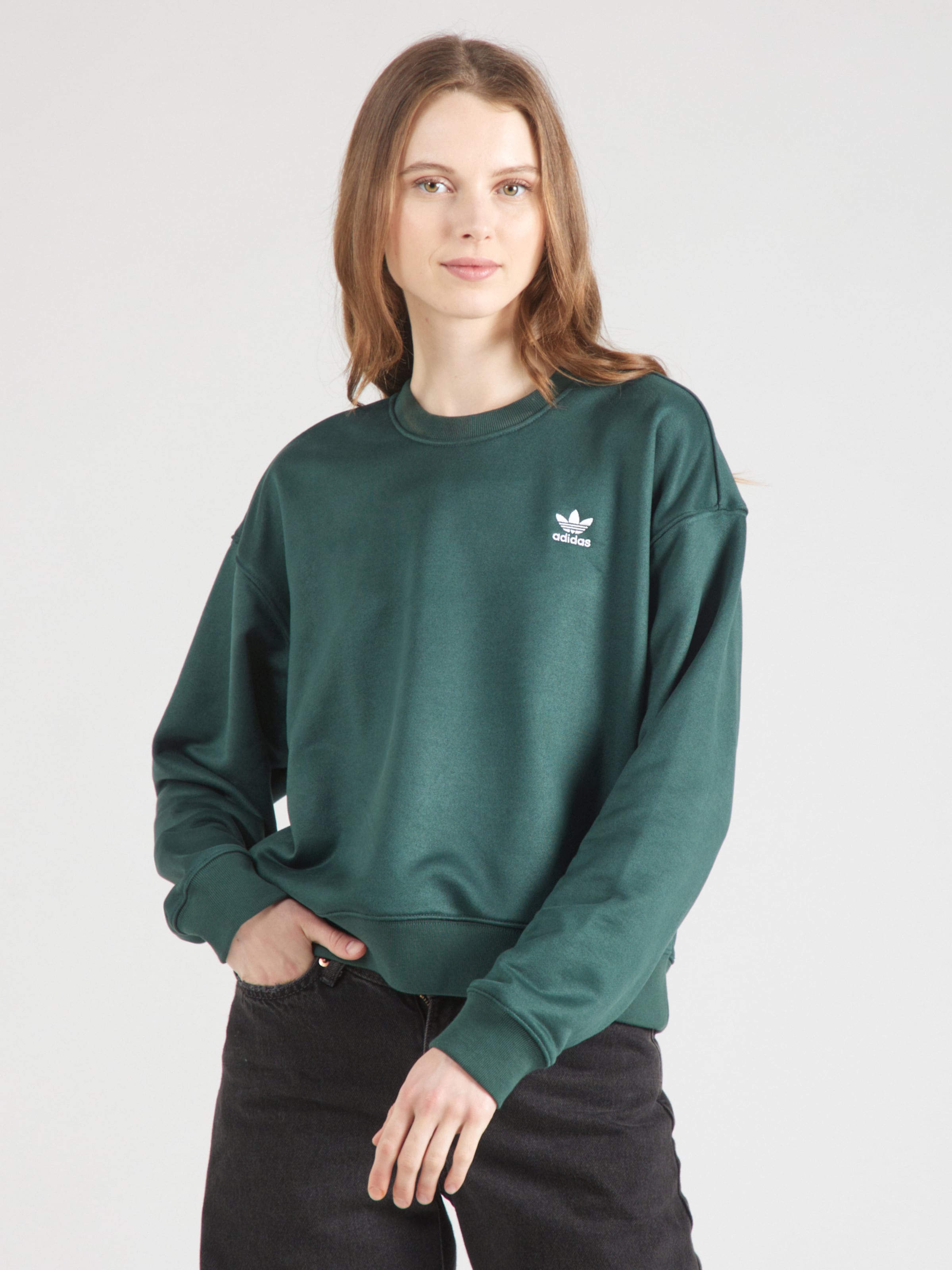 Adidas Originals Sweatshirt Trefoil Female Green Logo Print Size S