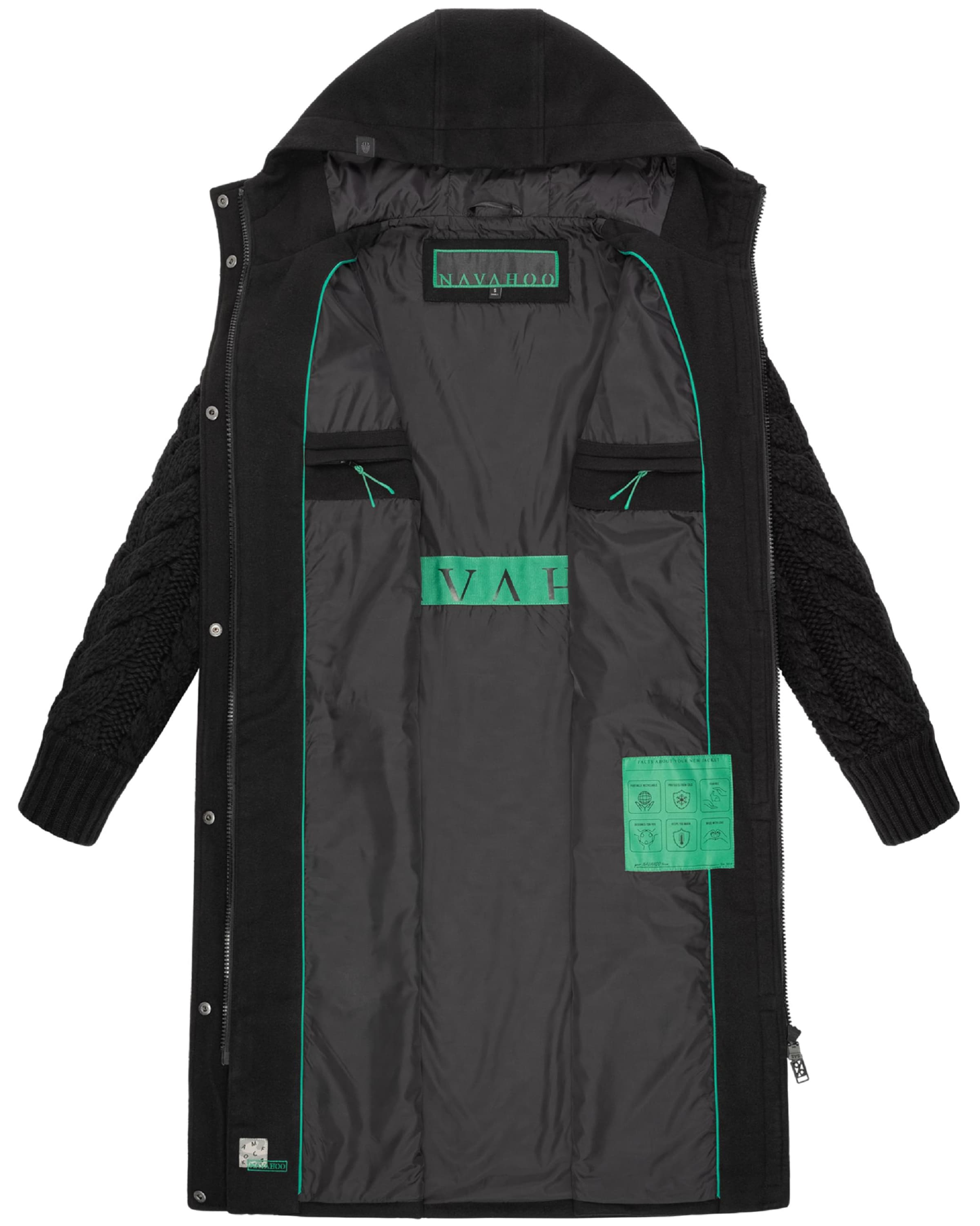 NAVAHOO Ανοιξιάτικο και φθινοπωρινό παλτό 'Babe 14' σε μαύρο