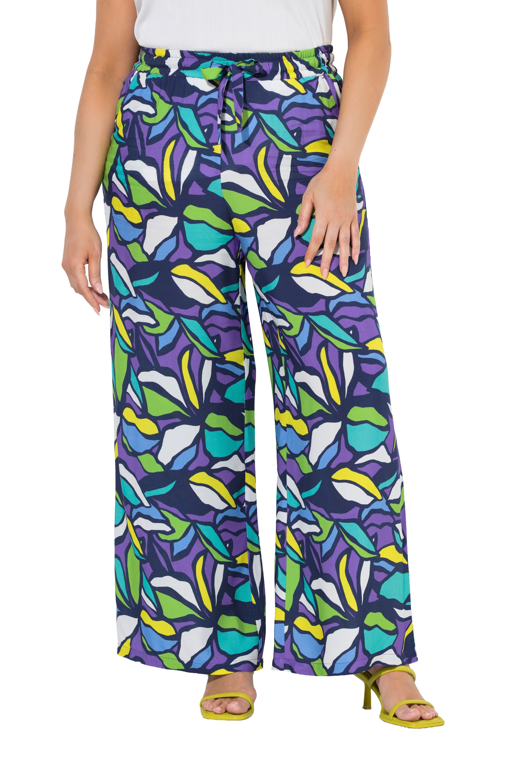 Ulla Popken Wide leg Broek in Gemengde kleuren: voorkant