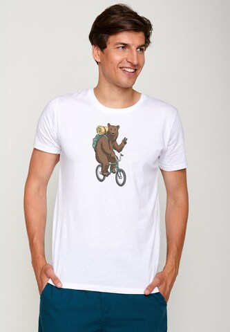 GREENBOMB Shirt 'Animal Bear Bike' in Wit: voorkant